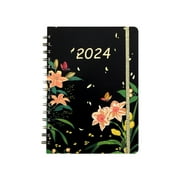 Mfigree 2025 Monthly Weekly Planner -Personalized Weekly And Monthly Planner PLANNER Coil Notebook Spiral Weekly Planner Flower Schedule English Diary